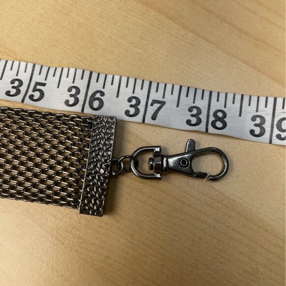 Vintage-Inspired Gunmetal Mesh Belt With Rhinestone Embellishment Adjustable - Picture 7 of 8